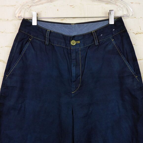 Uniqlo Pants Women 6 Navy Blue High-Waisted Wide Leg Relaxed Fit Chino Preppy - Picture 3 of 13